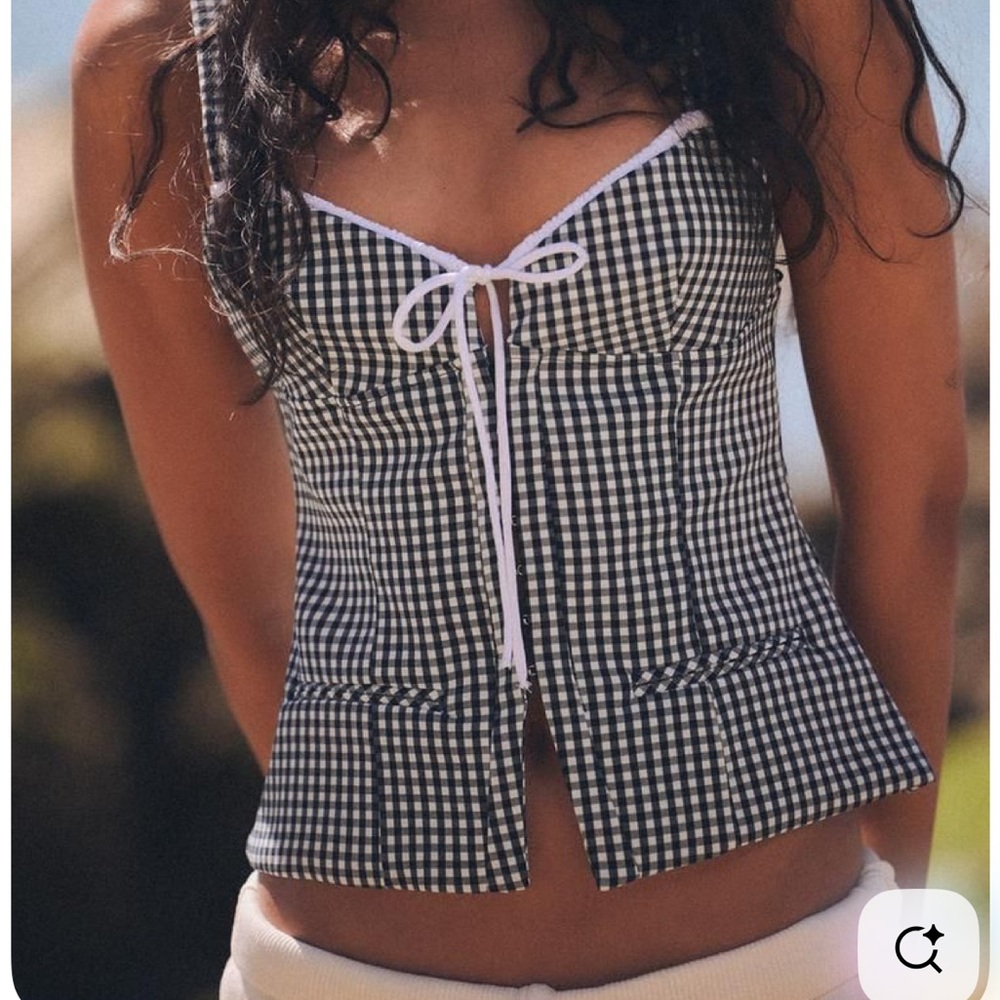 Black and White Gingham Halter Top
